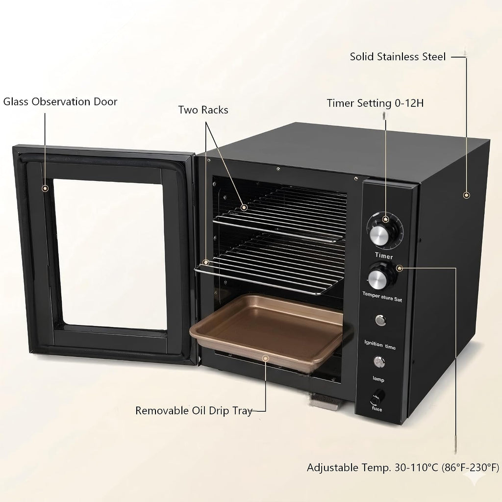 CLIVIA Indoor Pellet Smoker, Electric Indoor Smoker, Countertop 2 Layers BBQ Grill 10L Smoker Oven for Meat, Sausage, Jerky, Beef, Adjustable 86-230°F