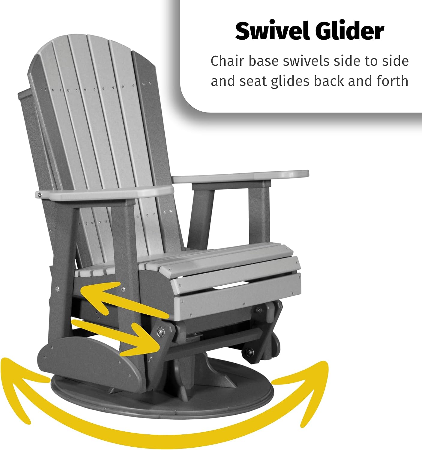 LuxCraft 2' Adirondack Swivel Glider - Available in 14 Colors, Dove Gray and Slate