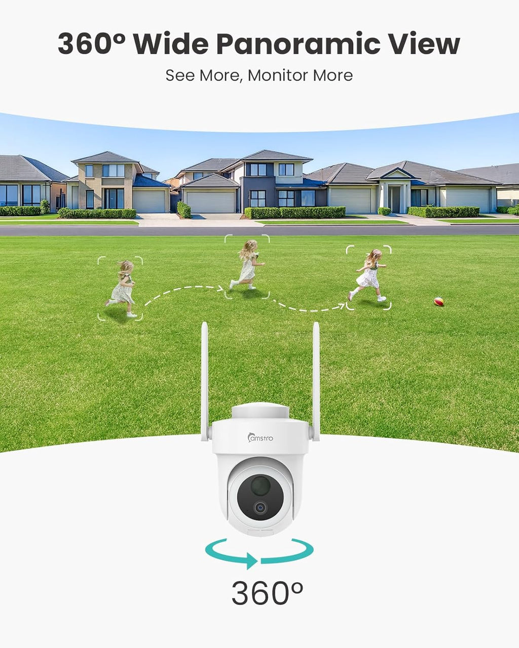4K Security Cameras Wireless Outdoor No Subscription, 360° PTZ Home Security Cameras System, 64G Local Storage HomeBase, Human/Vehicle/Pet Recognition AI, Color Night Vision, 2 Cam-Kit