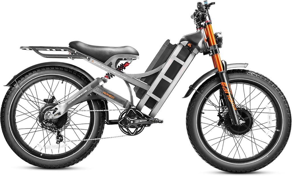 eAhora Romeo Pro 3 [2026] Peak 5600W Electric Bike for Adults 50Mph, 60V 80Ah Battery 250 Miles,Long Range Dual Motors Ebike,26'*4.0 Fat Tire Full Suspension