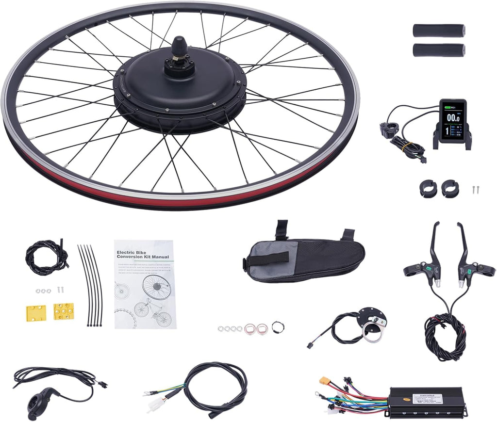 48V 1000W Electric Bicycle Motor Kit Front Wheel, E-Bike Hub Motor Kit Powerful Motor Electric Bicycle w/Display
