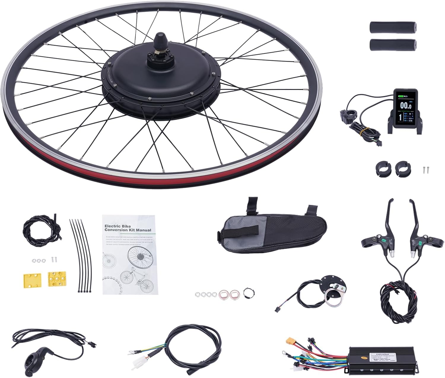 48V 1000W Electric Bicycle Motor Kit Front Wheel, E-Bike Hub Motor Kit Powerful Motor Electric Bicycle w/Display