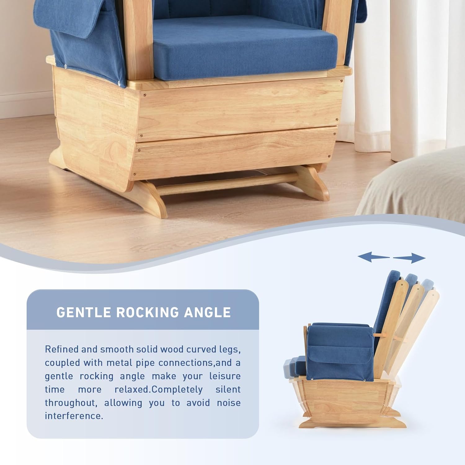 SafeRocker Standard Glider Rocker - Baby Feeding and Rocking Chair for Nursery, Office, School, Daycare Environment - Cut Pile Nursery Rocking Chairs with 280lbs Weight Capacity, Blue