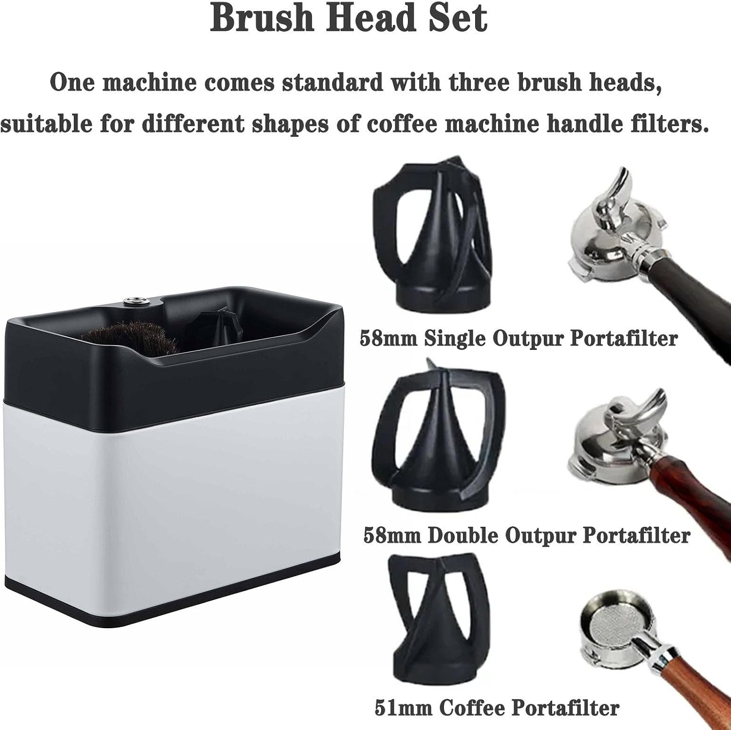 Electric Portafilter Cleaning Machine, Automatic Coffee Grounds Cleaning Machine, Portafilter Cleaning Machine with 3 Scrapers