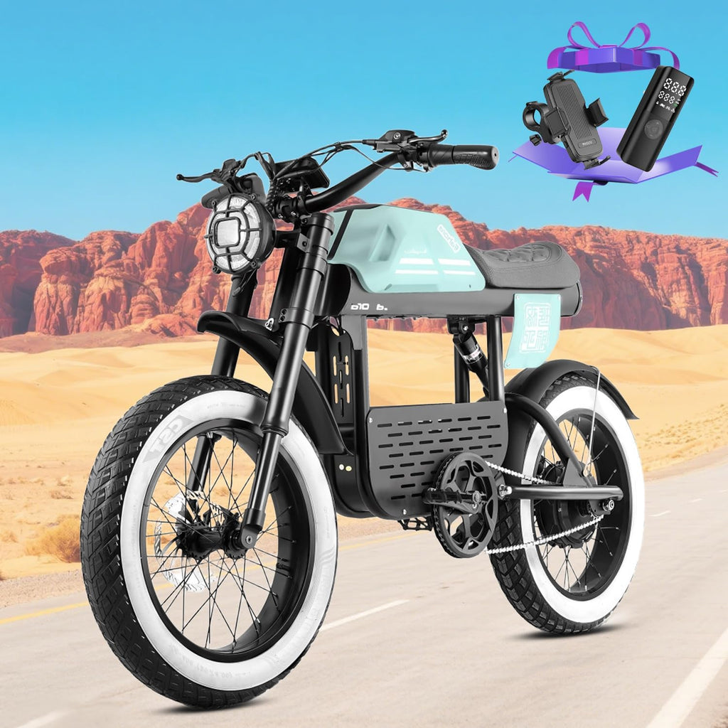eAhora Dual Motor Electric Bike - Adults 4000W 44MPH Ebike 52V 30Ah Long Range Electric Dirt Bike, 20 * 4.5 Fat Tire Electric Mountain Bike Full Suspension Electric Motorcycle for Off Road