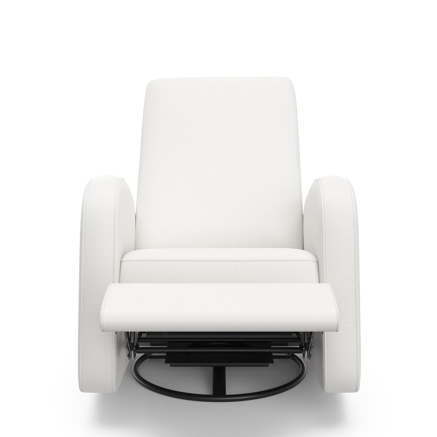 Storkcraft Santa Monica Power Recliner Swivel Glider (Ivory Basketweave) – Effortless Electronic Power Recline, USB-A & USB-C Charger