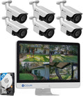 4COVR PoE Security Camera System with Monitor 4K, AI Human/Vehicle Detection, 8 Channel 8MP NVR with Monitor Pre-Installed 2TB HDD, 6Pcs 8MP Wired Bullet IP Camera IP67 Night Vision, LY37EX8MU806