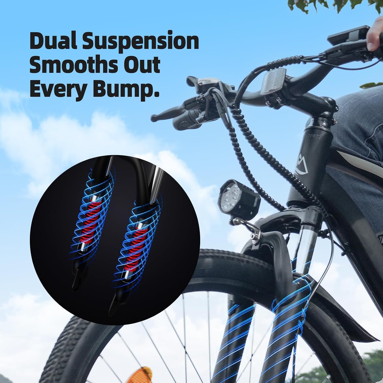 Electric Bike, 1500W/1000W/750W Peak Motor, 80/70/55 Miles Range & 20MPH Speed, 26'' Tires, APP Control E Bike, Shock Absorber, Adjustable Seat, Commuting Electric Bike for Adults