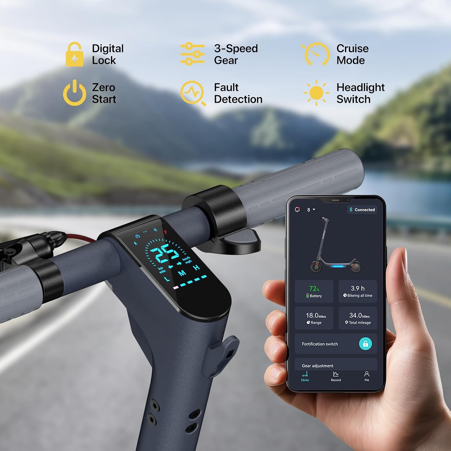 MEGAWHEELS Electric Scooter for Adults with Suspension, 8.5/10in Vacuum Tires, 14/19/28/31Miles, 15MPH Max Speed, Turn Lights, Foldable Electric Scooter for Commuter