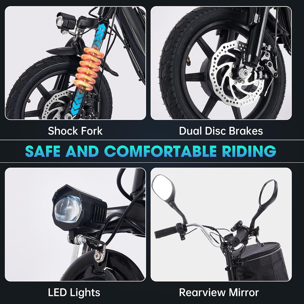 E Trike Electric Bike, 350W(Peak 500W) Brushless Motor Folding Trike, 2 Seats Ebike, 480Wh Removable Battery, Step-Thru 3 Wheel Electric Bicycle, Up to 45 Miles, Tricycle for Adults Parents