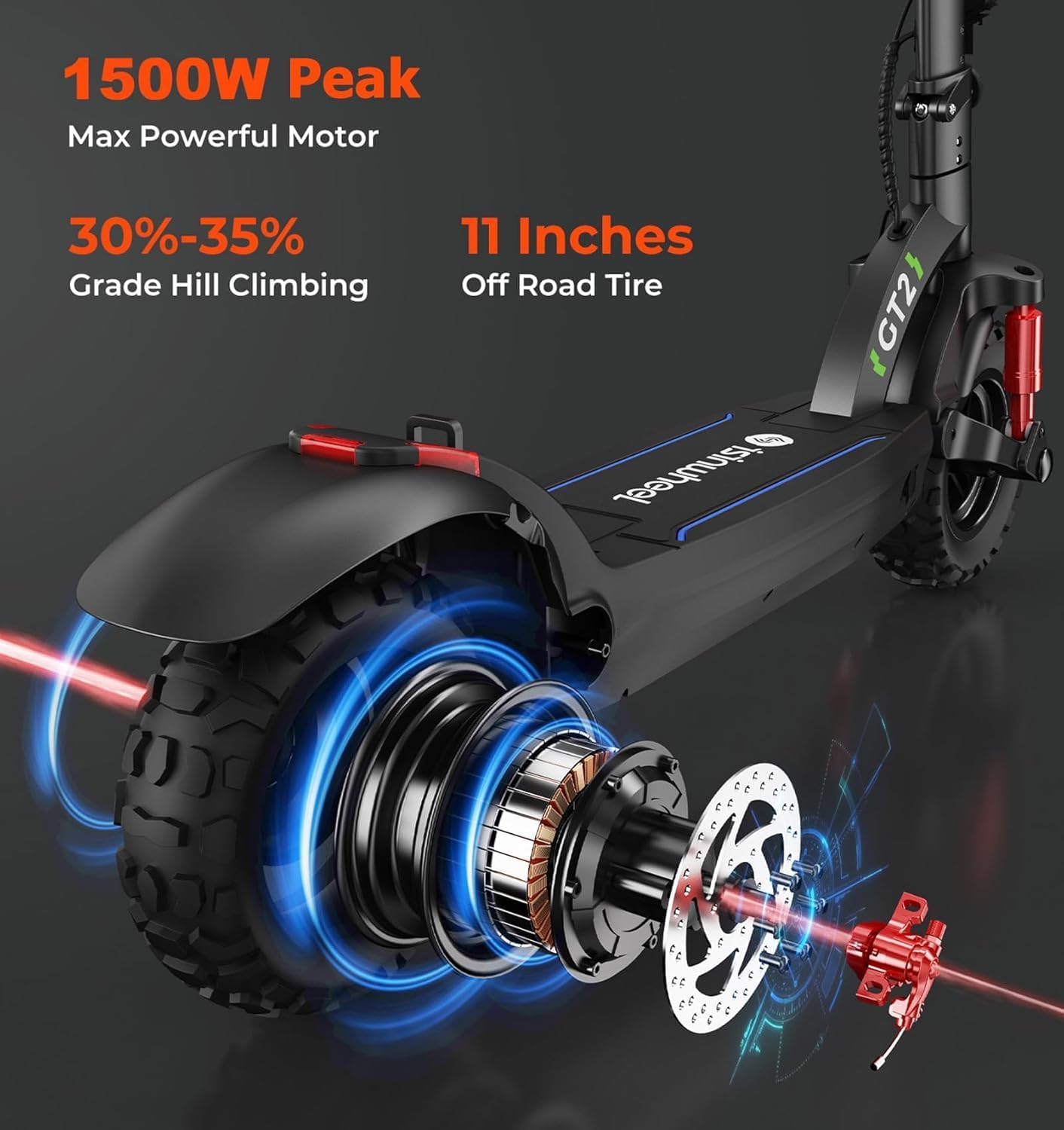 isinwheel Electric Scooter for Adults, 1000/800W Motor Up to 28 MPH, 37/28 Miles Range, APP Control, NFC Lock, 11/10' Off-Road Tires, Foldable Commuting E Scooter with Dual Suspension
