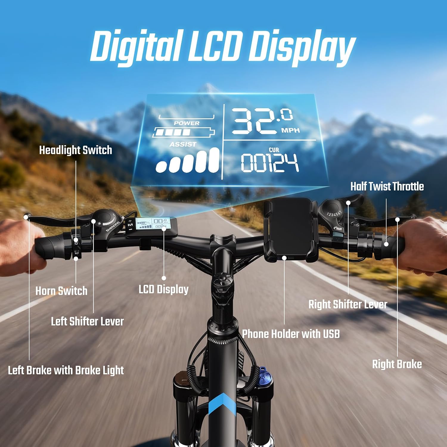 2000W Ebike for Adults, 80 Mile 35MPH Electric Mountain Bike, 48V 840WH Aluminum Electric Bicycle, 21-Speed Gears E Bike, Dual Disc Brakes with Brake Taillight, 27.5' Tire, Front Dual Suspension