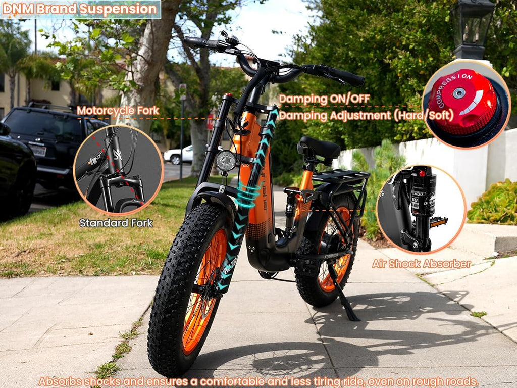 Cyrusher Aluminum Electric Bike 20Inch, Kommoda3.0 1500w 28Mph 48V20Ah 75Miles, Air Suspension, Hydraulic Disc Brakes