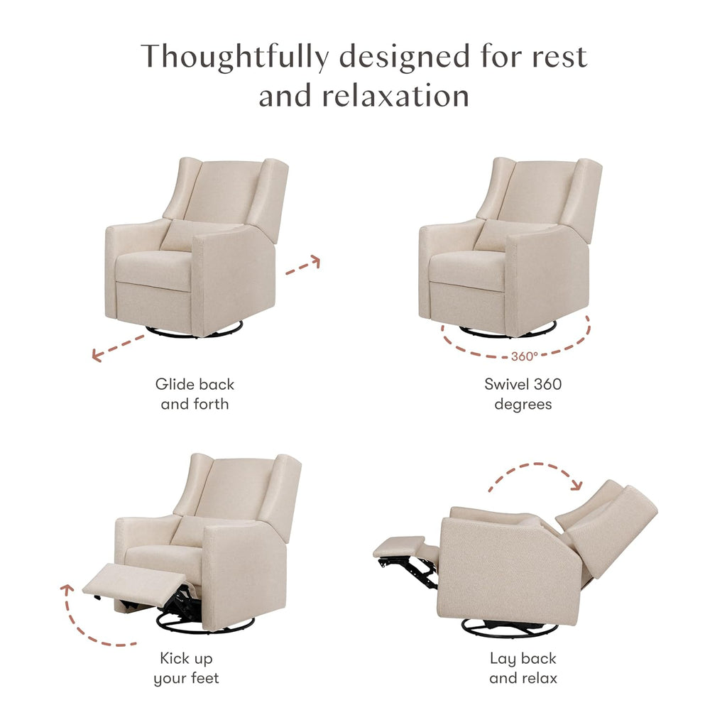 Babyletto Kiwi Recliner and Swivel Glider in Performance Beach Eco-Weave, GREENGUARD Gold Certified, Manual Recline, Water Repellant + Stain Resistant Fabrics