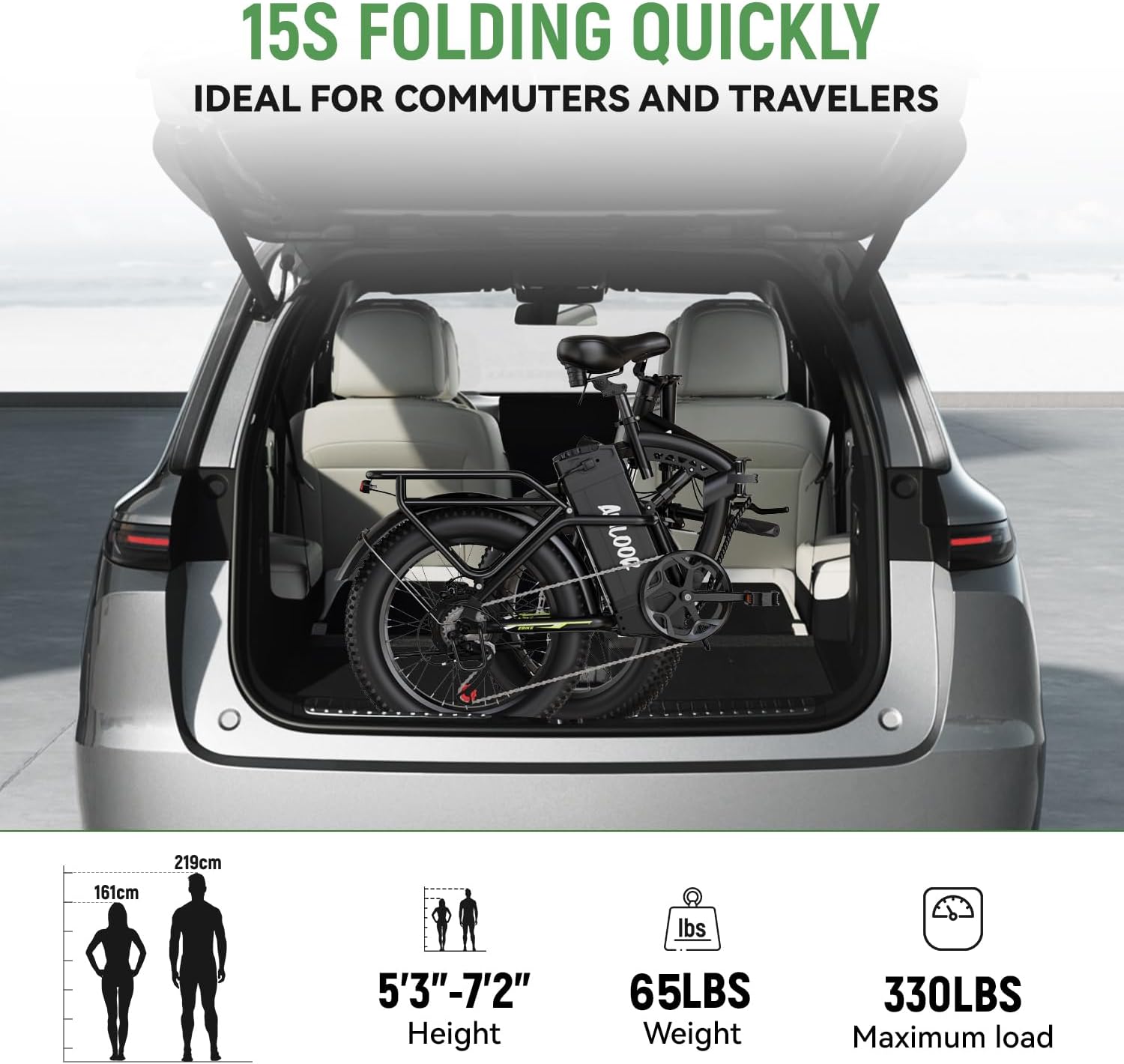 1000W Folding Electric Bike,48V 20AH Removable Battery E Bike,80 Miles Max Range Electric Bike for Adults,20' Fat Tire Foldable ebike,Adult Electric Bicycle for Commute Beach Snow