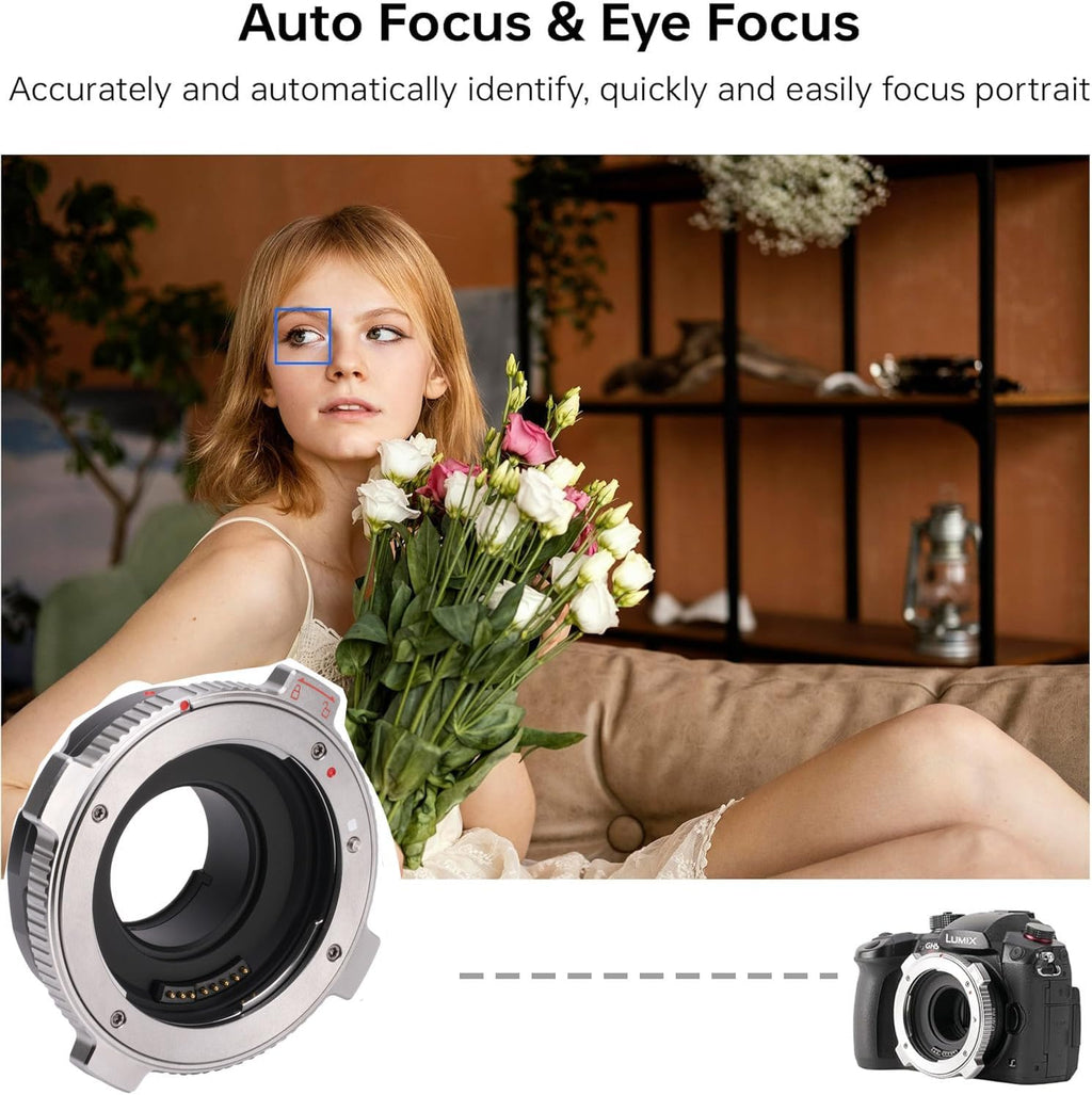 VILTROX EF-M1 Pro Lens Mount Adapter Auto Focus Ring Converter with Security Lock for Canon EF Mount Lens to M4/3 Camera GH4 GH5 GH5S GF6 GX7GX85 GX9 G9 E-M10 E-PL7 E-PL8 E-P5 Pen-F