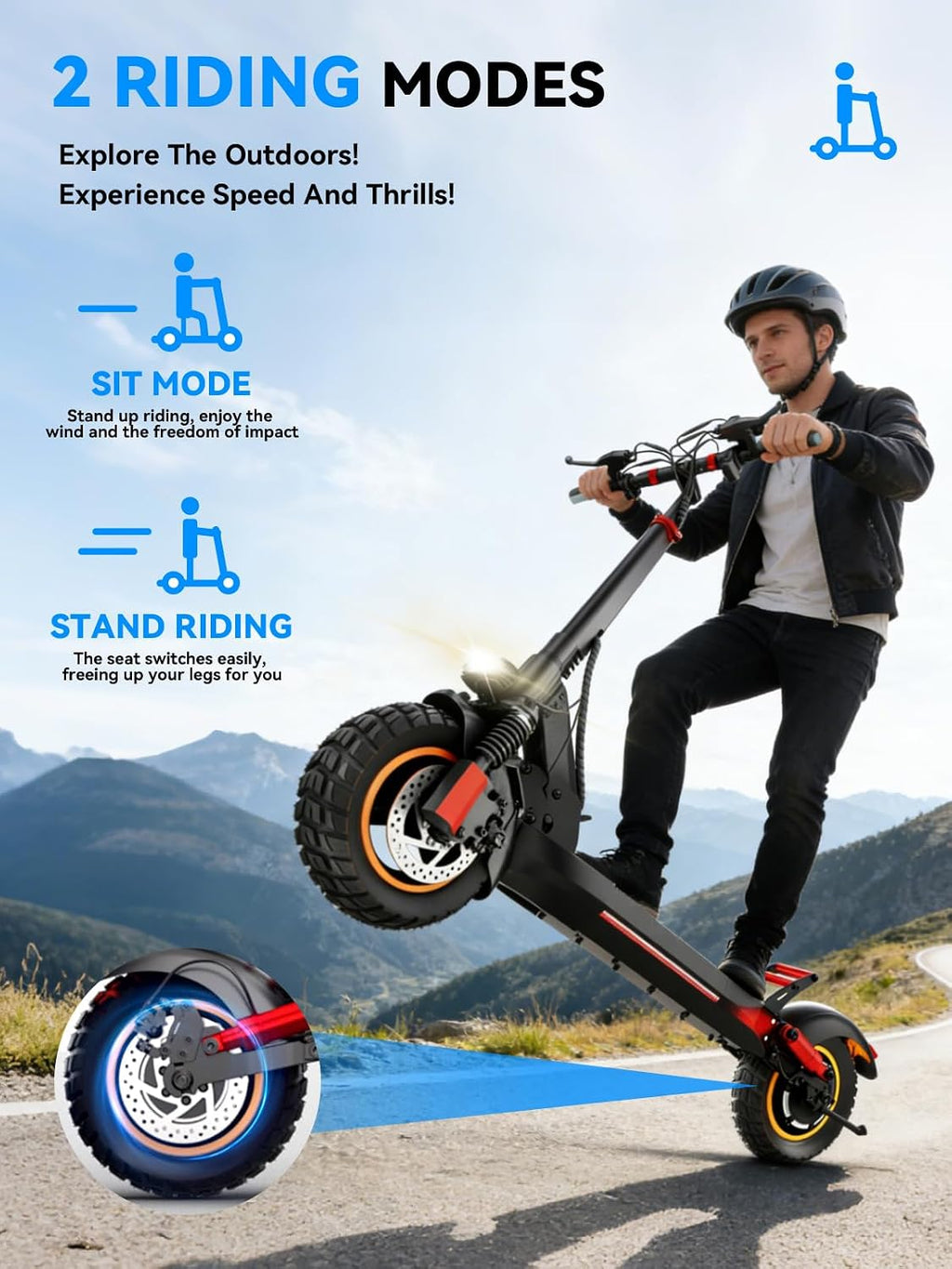 AONIU M4 Electric Scooter For Adults With Seat Off Road Escooter Fast 25-30mph E Scooter 300 Lbs+ Heavy Duty Electric Scooters Long Range 31 Miles All Terrain Foldable For Teens Commuting