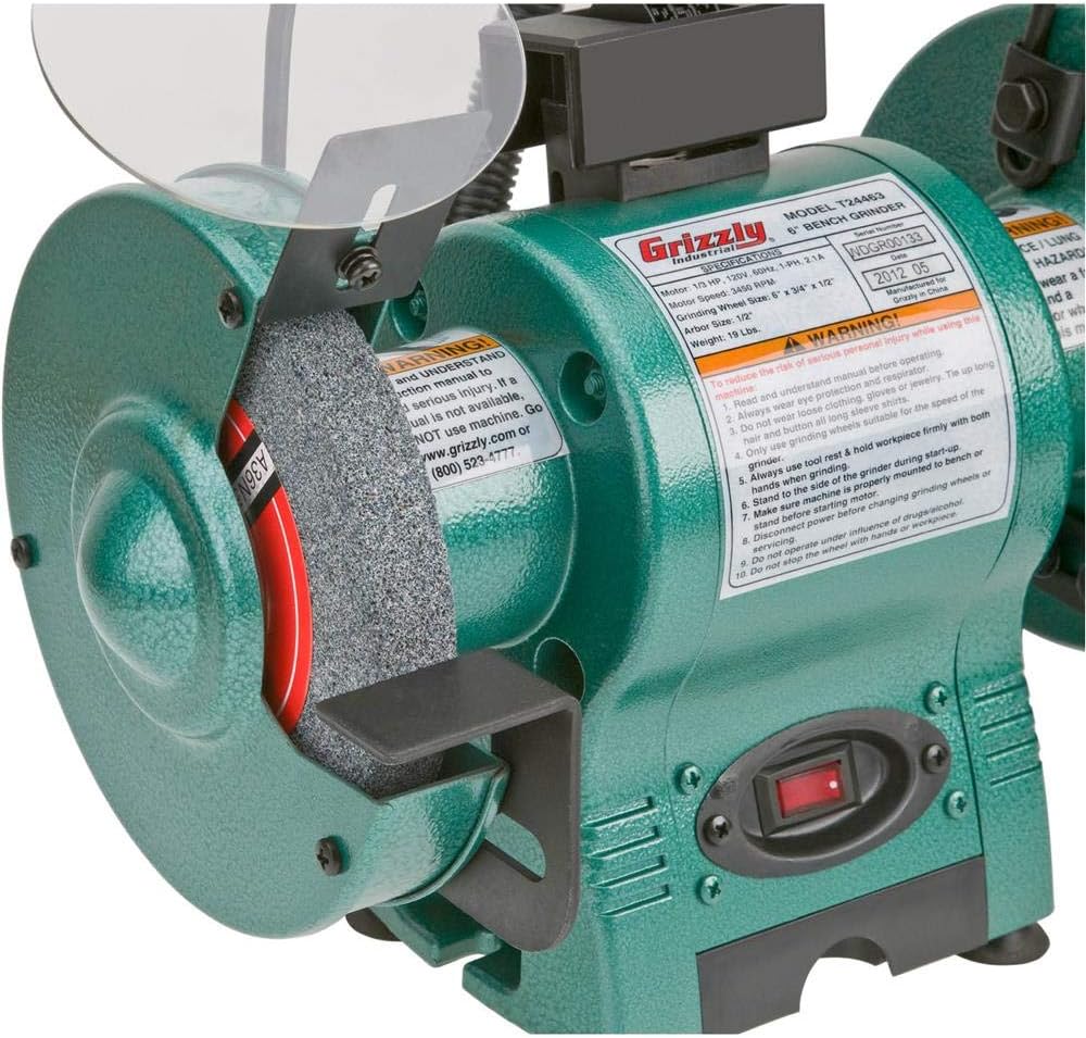 Grizzly Industrial T24463-6' Bench Grinder with Work Light