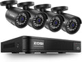 ZOSI 8CH 5MP 3K Lite Surveillance Wired Security Camera System with AI Human Vehicle Detection, 8 Channel H.265+ DVR and 4 x 1080p Bullet Camera Outdoor, 100ft Night Vision, IP66(No HDD Included)