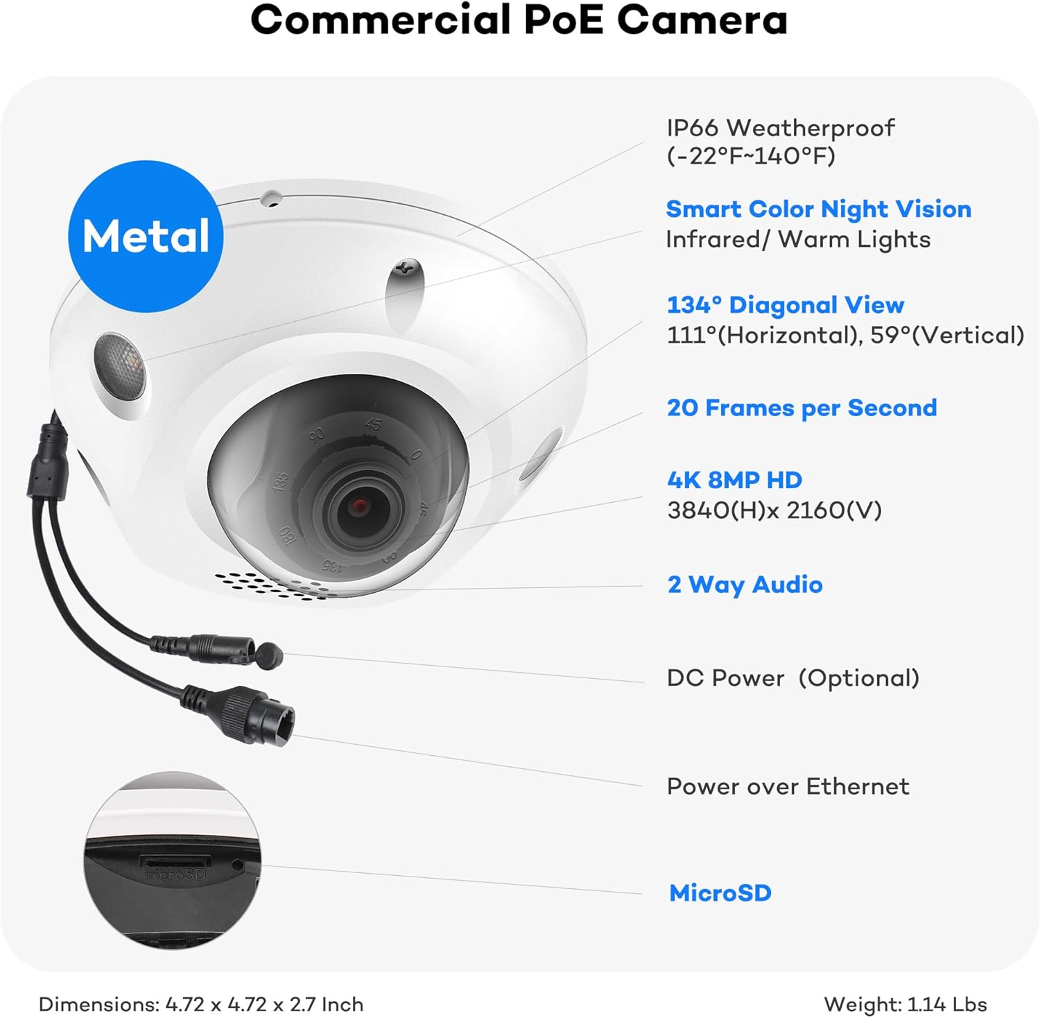 ONWOTE Face Recognition & AcuSearch, 2 Way Audio, 12MP NVR 16 Channel Security Camera System, 16x 4K 8MP Vandal Proof PoE IP Cameras, Total 1280ft Cables, 16CH Commercial NVR 4TB, CCTV for Business