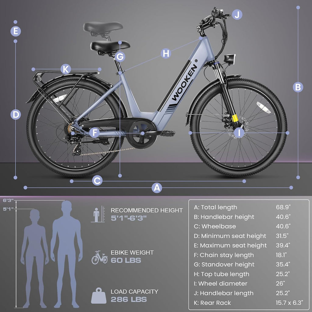Wooken Gale 1500W Electric Bike 26' x 4.0 Fat Tire Electric Bike, EBike for Adults with 48V 720WH Removable Battery, Up to 60Miles Ebikes,7 Speed,SGS Certified to UL2849