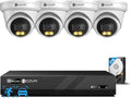 4COVR 12MP Security Camera System, 2-Way Audio, Person Vehicle Detection & Smart Dual Light Color Night Vision, 4X 12MP Dome PoE IP Camera IP67 Business, 8CH Ultra HD NVR with 2TB HDD, LY97KAAM0804