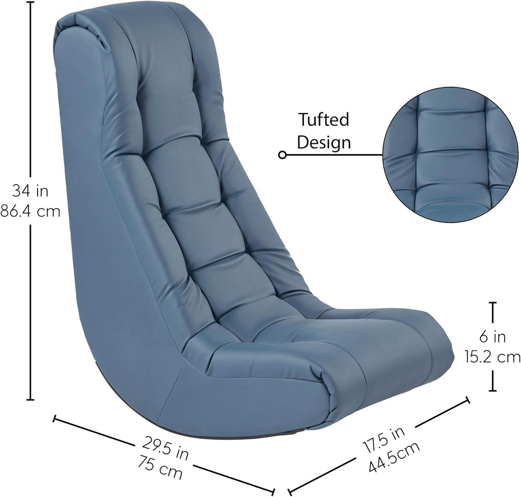 FDP Tufted Floor Rocker for Kids, Teens and Adults Comfortable, Ergonomic Chair for Reading, Playing Video Games, or Watching TV - Powder Blue, 10488-PB