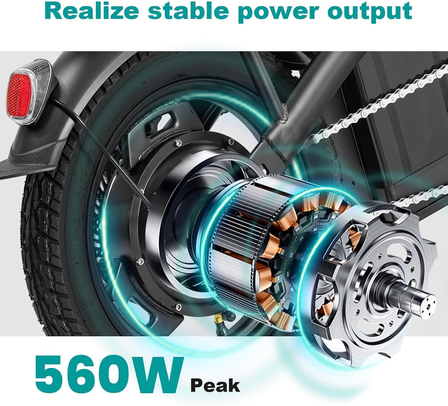 Folding Electric Bike for Adults and Teens, 560W Motor 24MPH Compact Commuter Ebike, 32 Miles Range, 48V 10Ah Battery, 3-Level Pedal Assist, 14' Mini Foldable Electric Bicycles, UL2849 Certified
