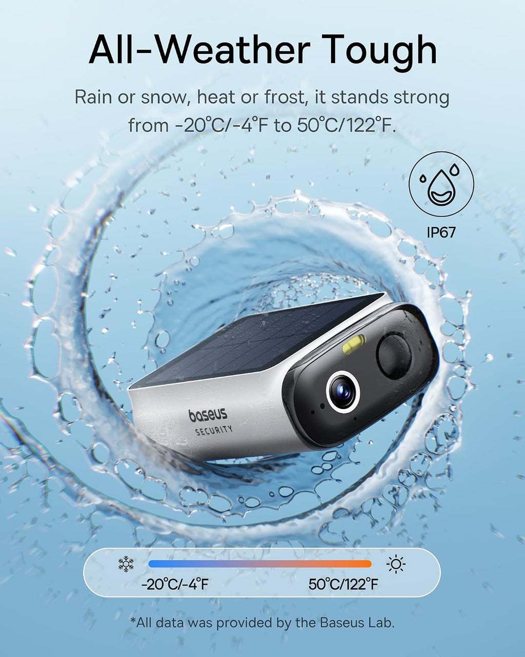 Baseus Solar Security Cameras Wireless Outdoor S1 Lite 4-Cam Kit, 2K Solocam, Continuous Power, Color Night Vision, AI Human Detection, IP67, No Monthly Fee, Compatible with Alexa & Google Home