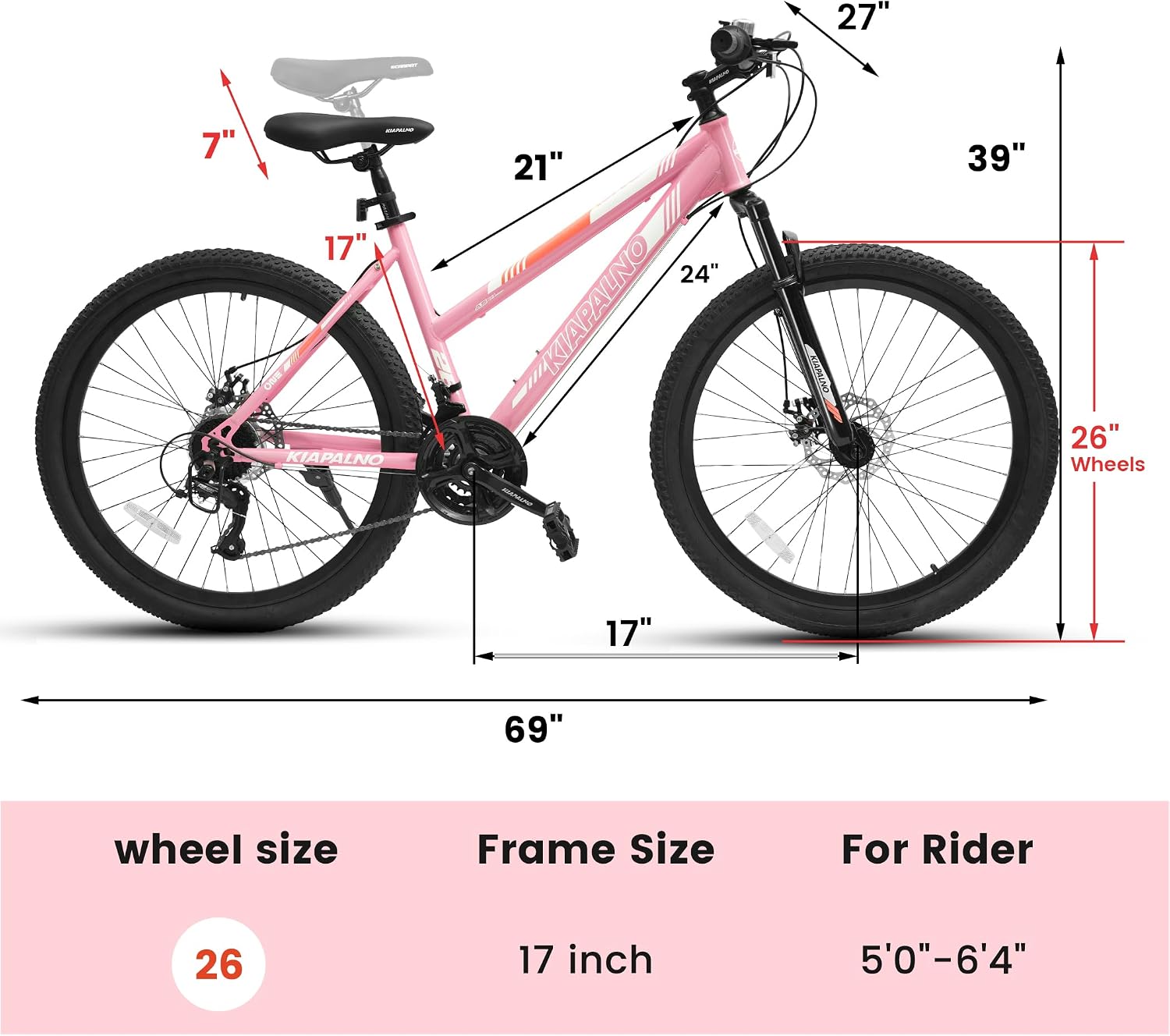 Ecarpat 24 26 Inch Mountain Bike for Girls, 21 Speeds Steel Frame Girls Bike, Front Suspension Teens Sport Bicycle for School Short Trip Camping, Summer Gift for Girls, Pink Purple White Options