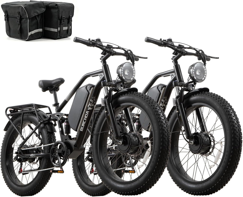 2026 Dual Motor Electric Bike for Adults AWD 5000W/3000W Peak 40 MPH/30 MPH E Dirt Bike, 52V/48V Removable Battery 65/80/150 Miles Max Long Range with Full Suspension 26' Fat Tires Mountain Bike