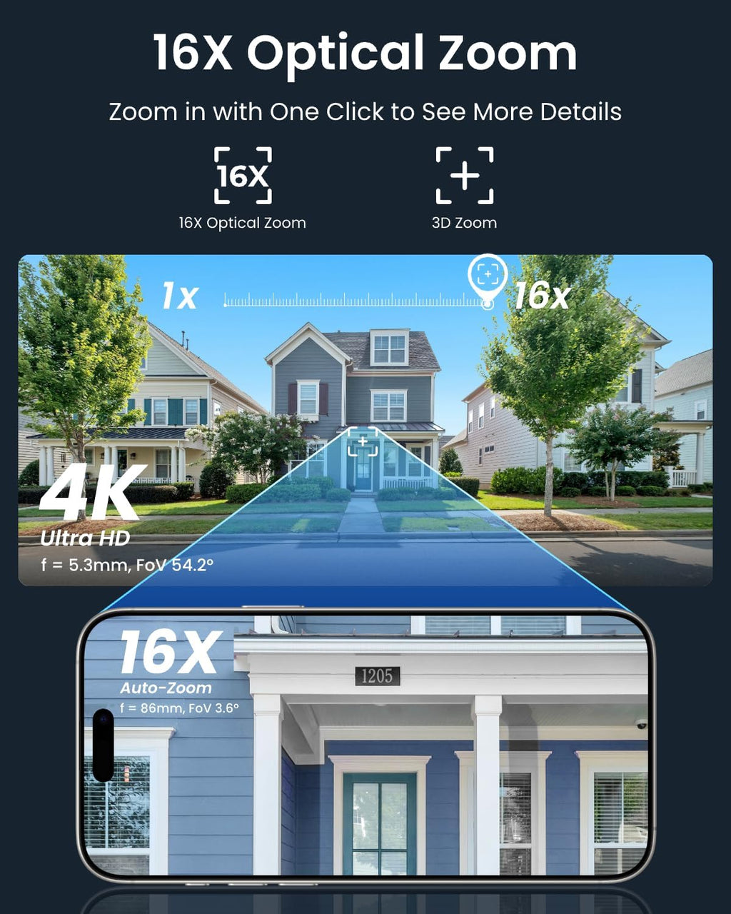 REOLINK RLC-823S2 Smart 4K/8MP UHD PTZ Security Camera with Cutting-Edge 16X Optical Zoom and 3D Zoom, Color Night Vision with Spotlights, Person/Vehicle/Animal Detection, 2 Way Talk, 24/7 Recording