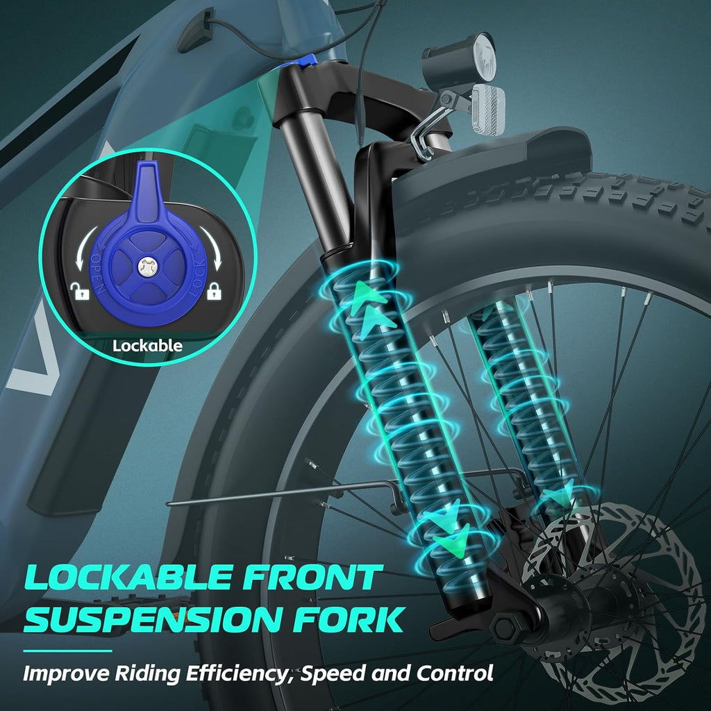 Vivi ACE01 Electric Bike for Adults,26' x 4.0 Fat Tire Ebike,750W Peak Motor Torque Sensor Electric Mountain Bike,20MPH Electric Bicycle with 48V 15AH Battery,Hydraulic Brake,SGS Certified to UL2849