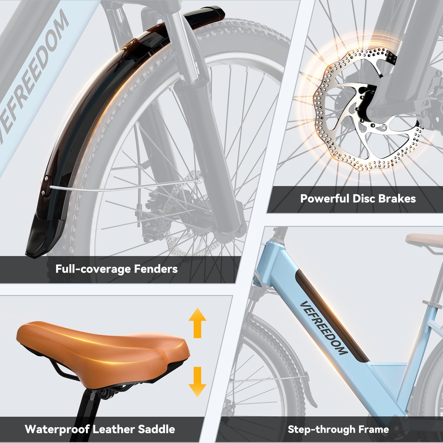 Electric Bike for Adults 1000W 1500W Peak Motor 15AH 20AH Removable Battery 70Miles 80Miles UL 2849 Certified Electric Commuter Bike Front Suspension Ebike