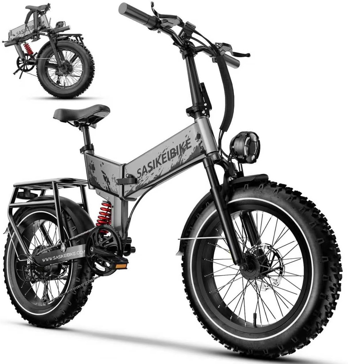 SASIKEIBIKE 1500W Electric Bike for Adults Full Suspension,48/52v 20AH Electric Dirt Bike with 20' x 4.0 Fat Tire,70 Miles Electric Bicycle, Ebike for Snow, Mountains, Road UL Certified