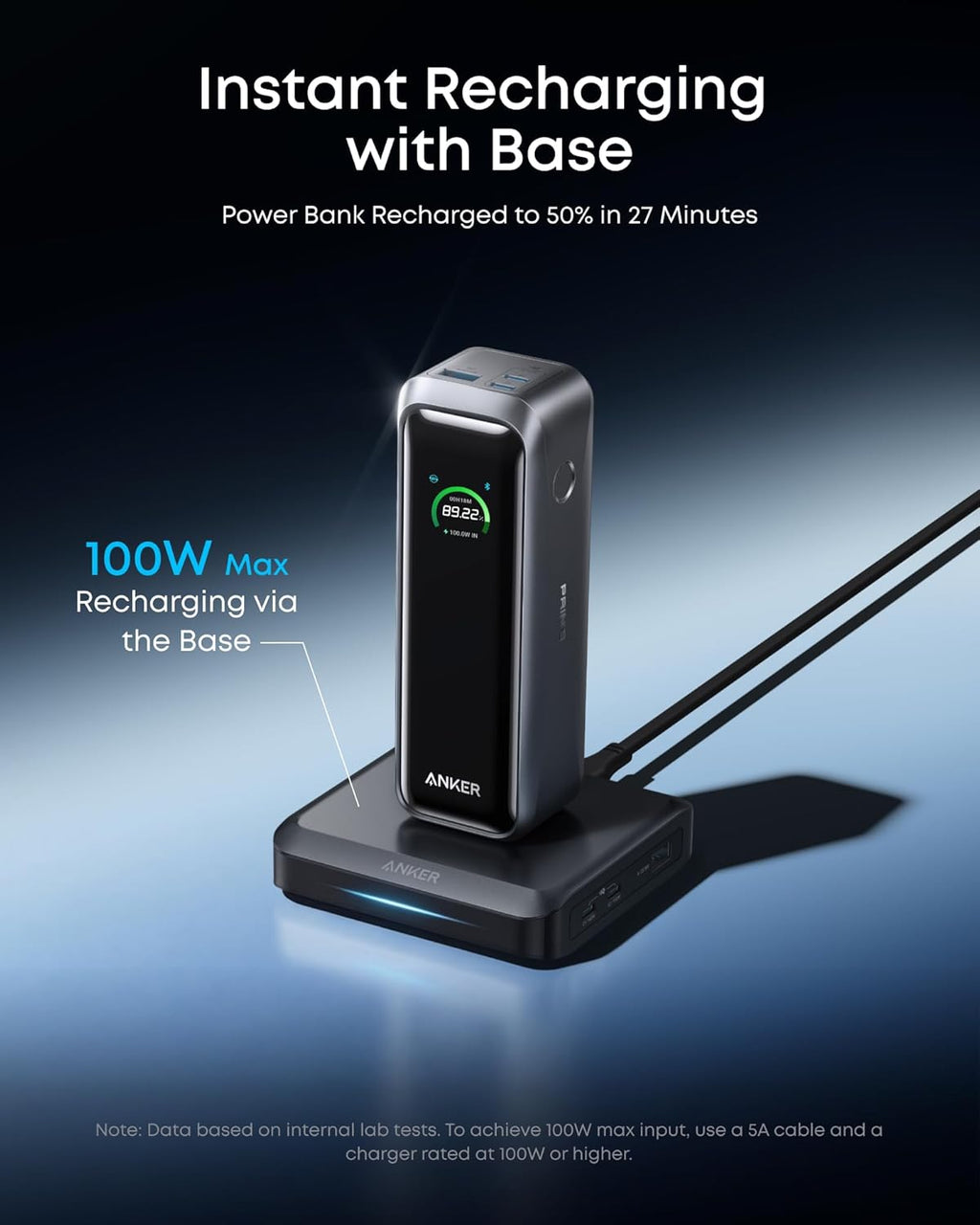 Anker Prime Power Bank and Charging Base, 20,100mAh 220W Max Portable Charger with Base for 6 Devices, Two-Way Charging, TSA-Approved, App Control, for MacBook, iPhone 17/16 Series, and More