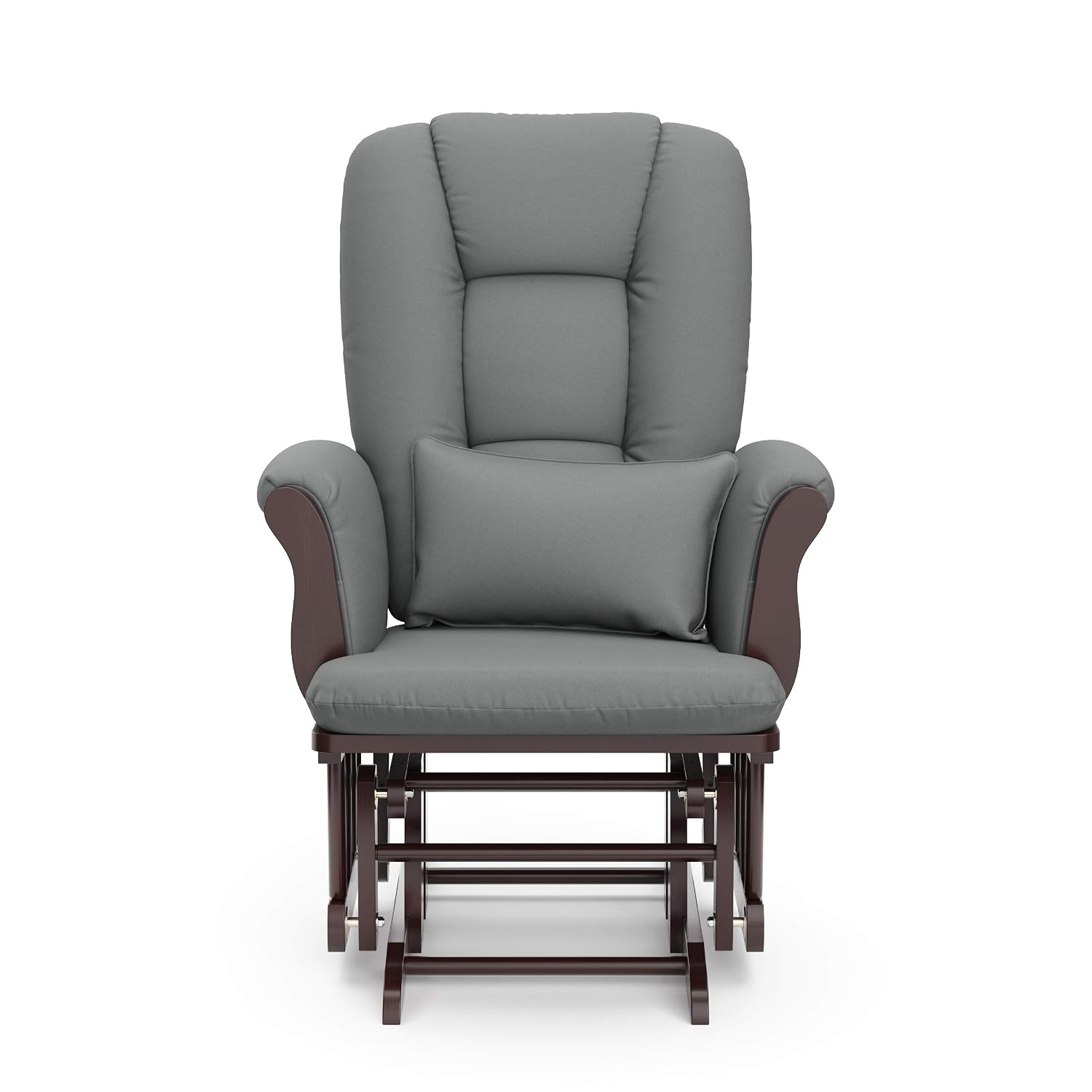 Storkcraft Tuscany Custom Glider and Ottoman with Free Lumbar Pillow (Espresso/Grey) - Cleanable Upholstered Comfort Rocking Nursery Chair with Ottoman