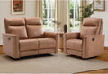 EBELLO Manual Recliner Sofa Furniture Set for Living Room, Included 1 Seat Swivel Glider Recliner Chair and a Wall-Hugger 2 Seat Loveseat Reclining Couch for Home, Office, Brown