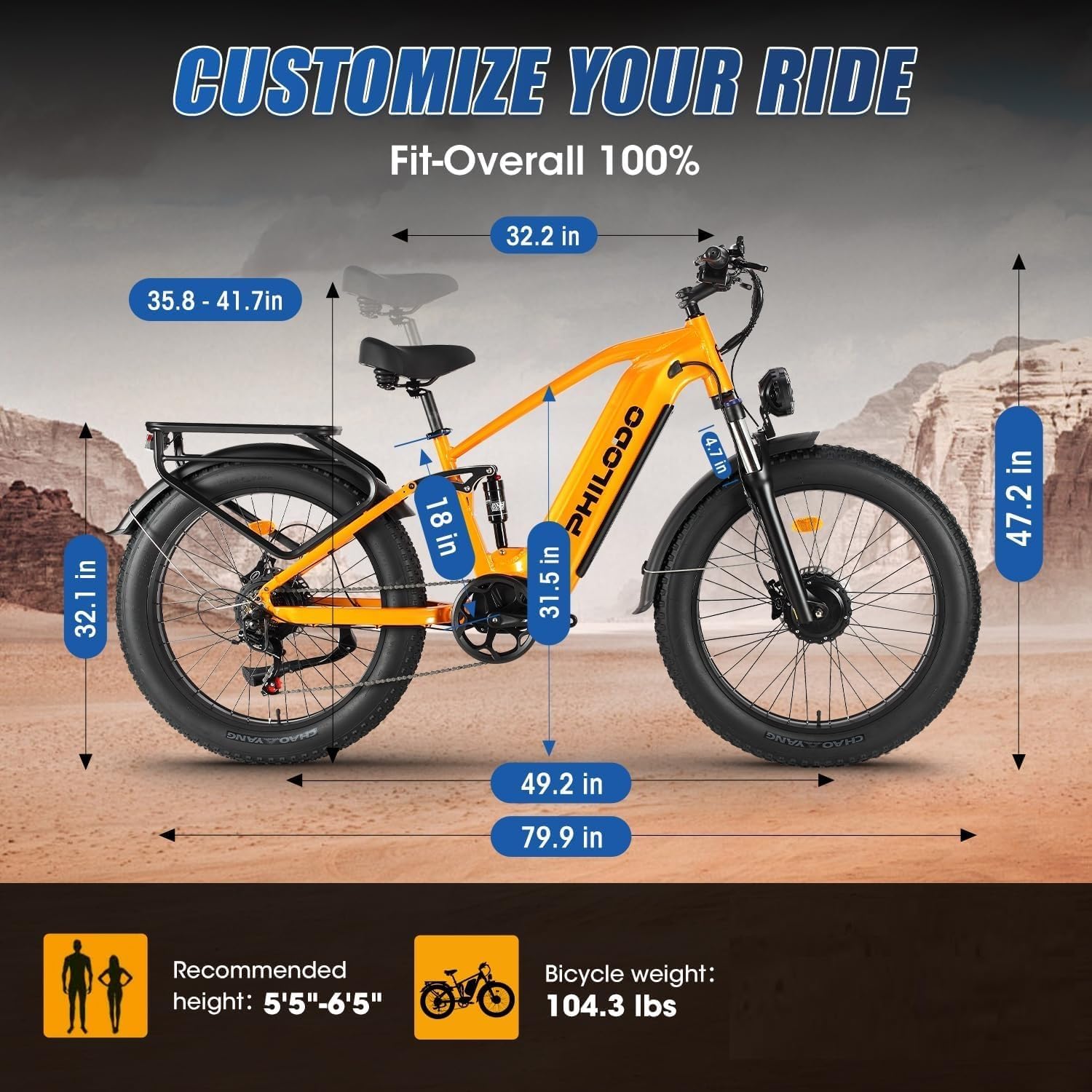 Falcon 60V 32AH Off-Road Electric Bike - 5000W Dual Motor Hunting Ebike, Fat Tire Full Suspension Dirt Bike for Adults, Long Range Snow/Sand Electric Bicycle