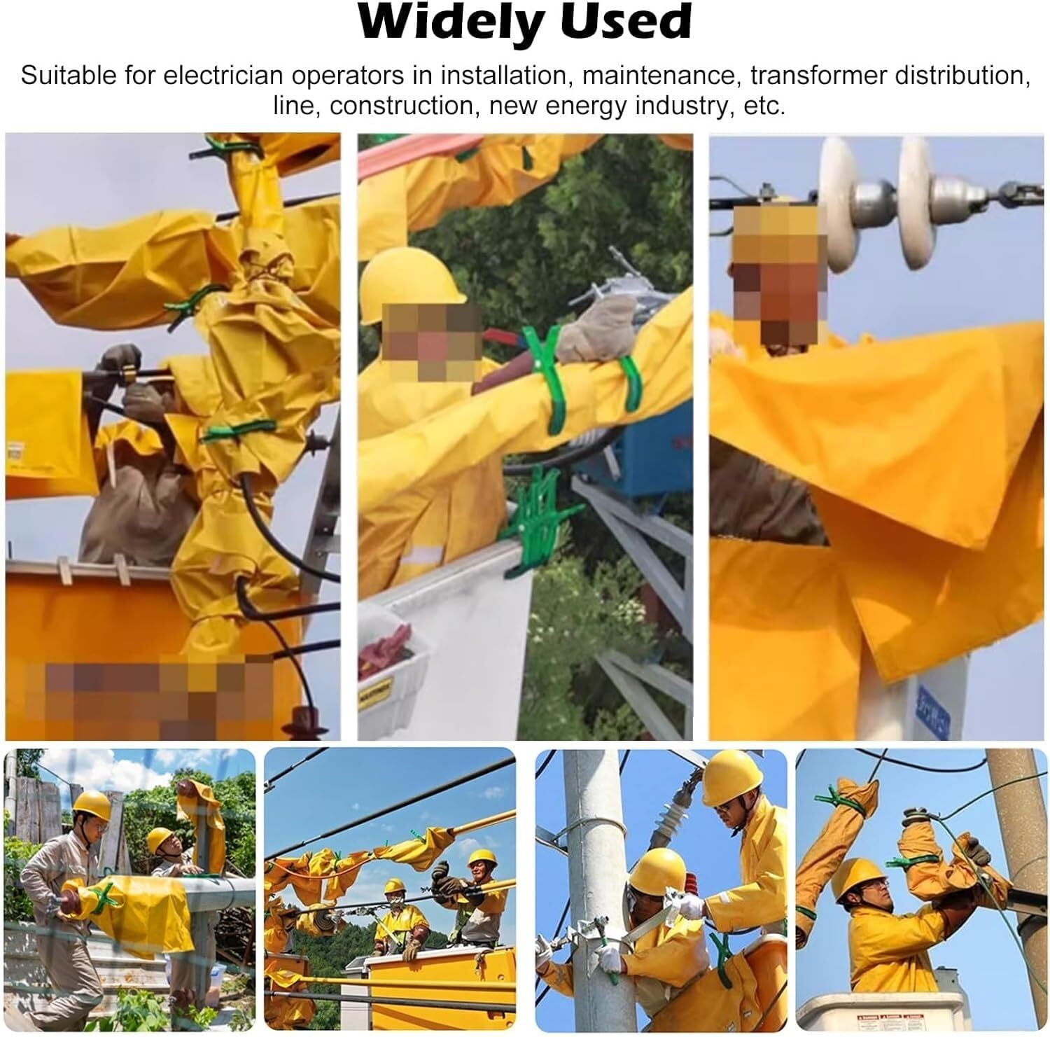 Industrial Insulation Blanket Large Electric Blanket with 3 Insulated Clamps, Outdoor Power Supply Safety Tool for Substations(0.4KV - 80x100cm(31.5x39.4in))