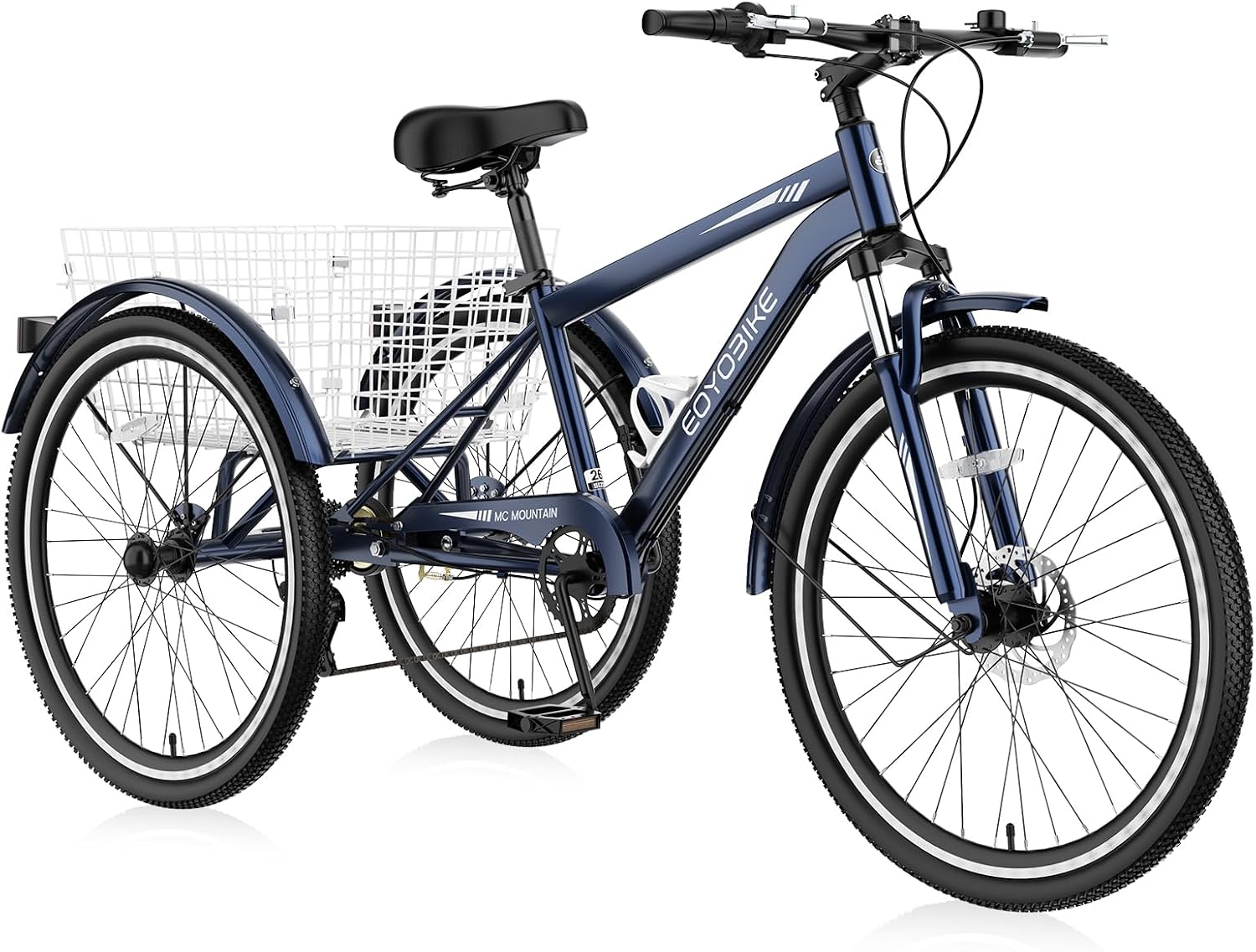 NAIZEA Adult Mountain Tricycle, 7 Speed Three Wheel Cruiser Bike, 27.5 Inch Adults Trikes with Shopping Basket, Exercise Men's Women's Tricycles, Multiple Colors