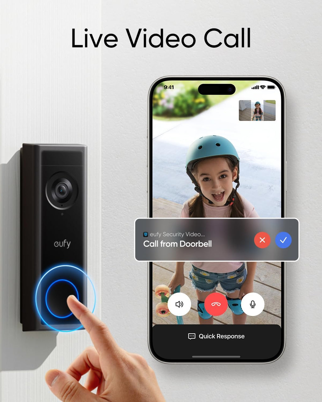 eufy Security Video Doorbell C31 with Add-on Chime, 2K FHD, Battery or Hardwire Powered, Easy to Install, Live Video Call, 24/7 Recording, Human & Motion Detection, HomeBase S380 Compatible