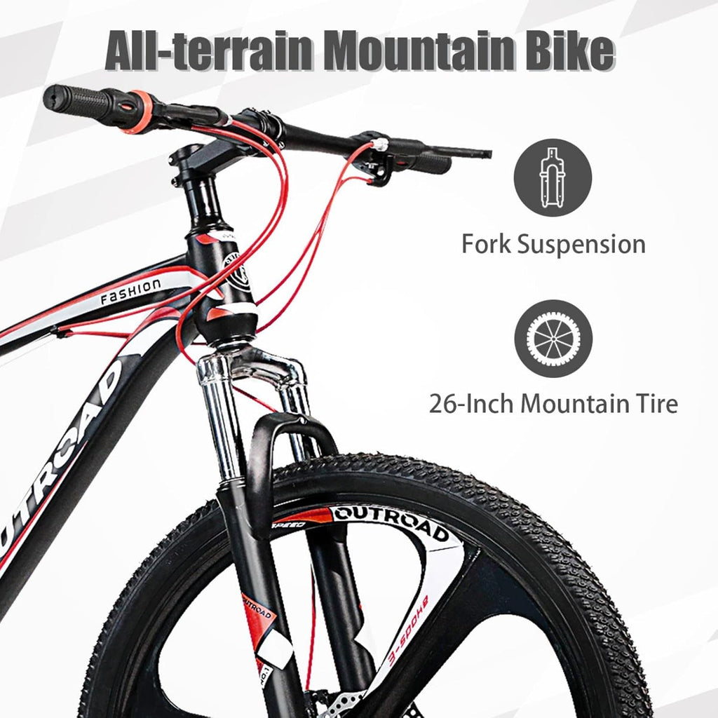 26 Inch Adult Folding Bikes/Mountain Bikes, 21 Speeds Mountain Bicycles with Full Suspension, Dual Disc Brake, High Carbon Steel Frame, Foldable Bike for Men/Women/Teen, Multiple Colors