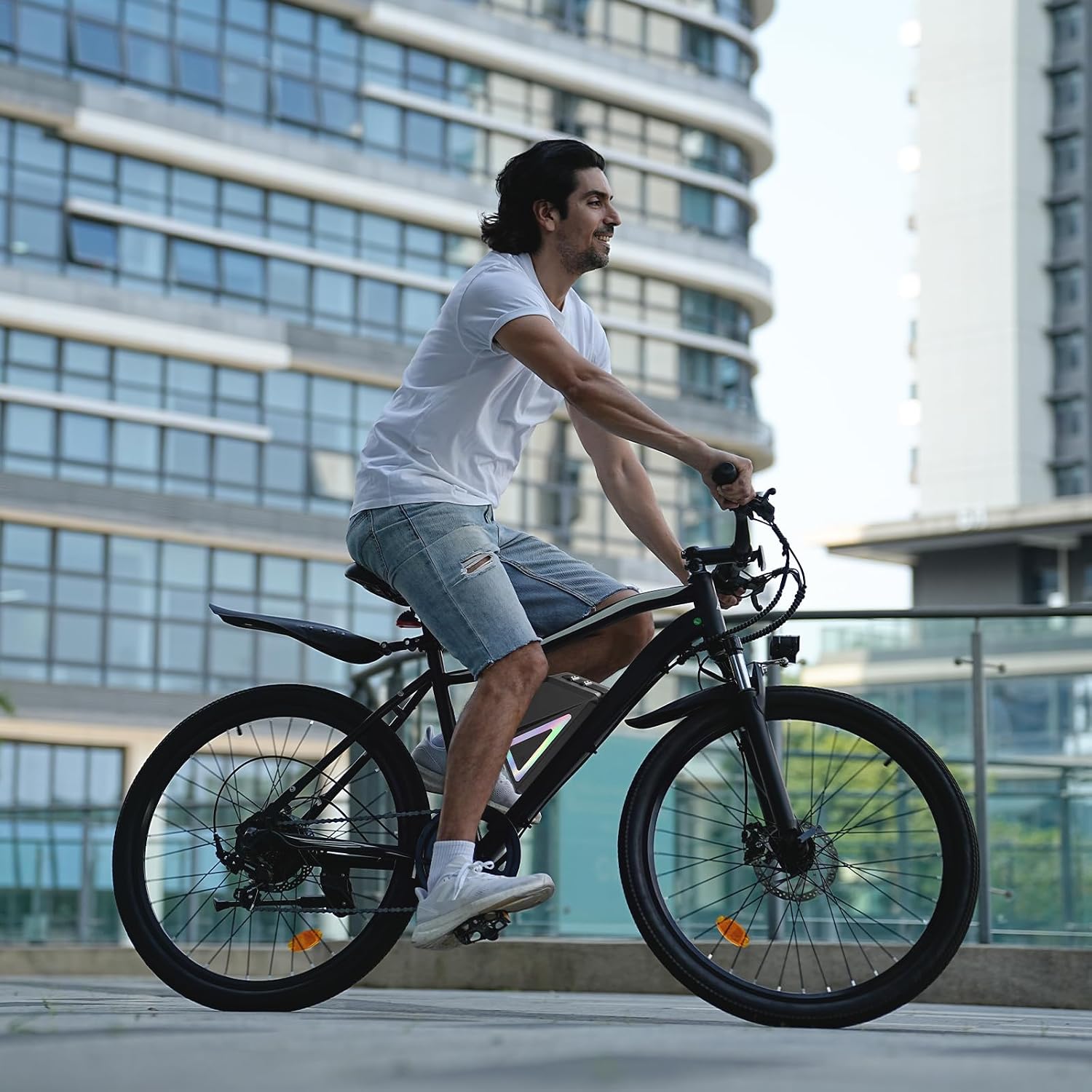 Electric Bike, 1500W/1000W/750W Peak Motor, 80/70/55 Miles Range & 20MPH Speed, 26'' Tires, APP Control E Bike, Shock Absorber, Adjustable Seat, Commuting Electric Bike for Adults