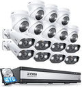 ZOSI 4K 16CH PoE Security Camera System, 16pcs 8MP Outdoor Indoor Cameras, Spotlight Siren, Two-Way Audio, AI Human Detection, 16 Channel Surveillance NVR with 4TB HDD for 24/7 Recording