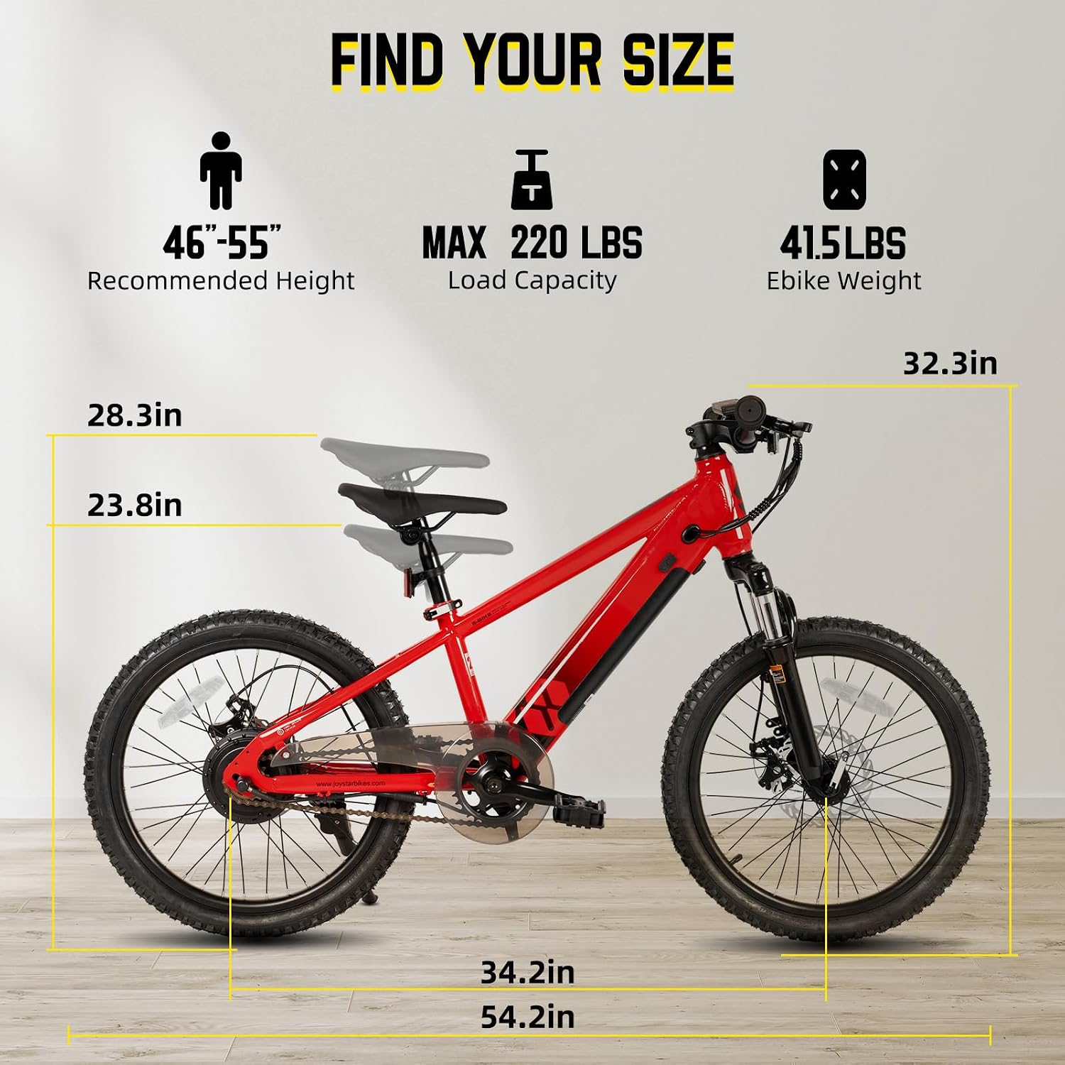 JOYSTAR 20 26 Inch Electric Bike for Kids Teens Ages 6+ with 250W/500W Brushless Motor, Electric Mountain Bicycle with Removable Battery, Safe Children Ebikes with Dual Disc Brakes