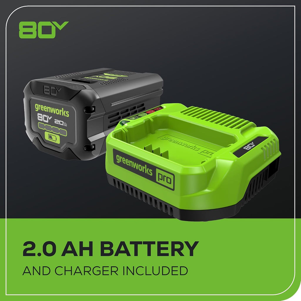 Greenworks 80V 26' Brushless Hedge Trimmer with 2.0Ah Battery and 2A Charger