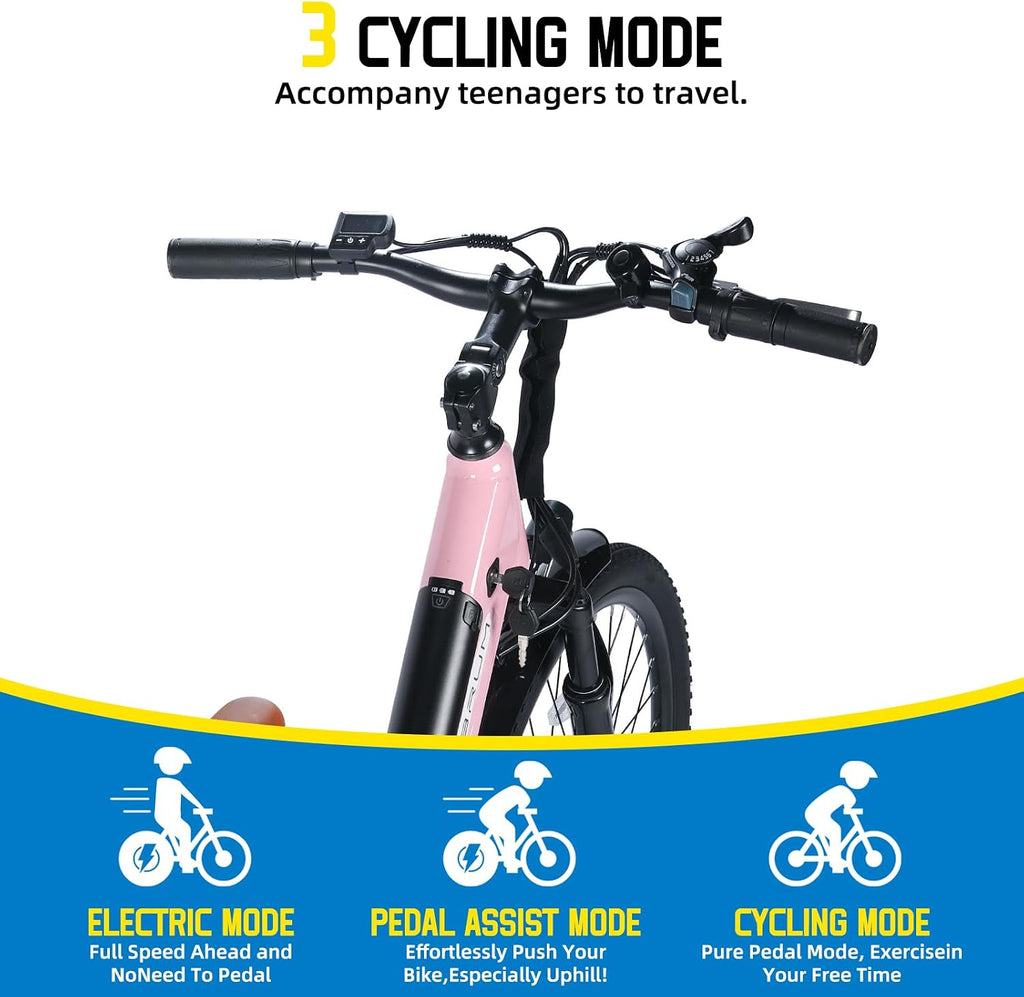JOYSTAR 20 26 Inch Electric Bike for Kids Teens Ages 6+ with 250W/500W Brushless Motor, Electric Mountain Bicycle with Removable Battery, Safe Children Ebikes with Dual Disc Brakes