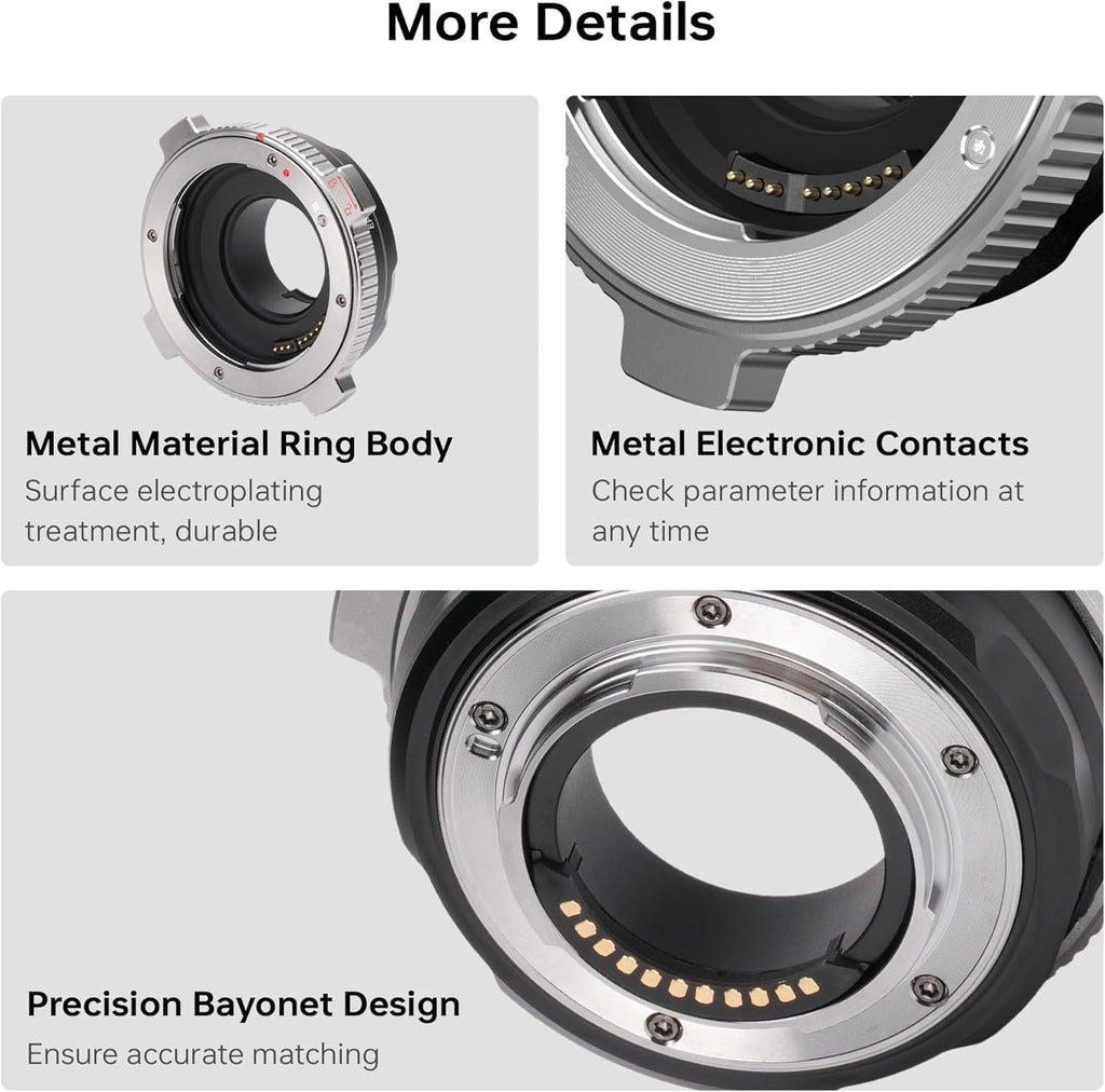 EF-M1 Pro AF Metal Lens Adapter Ring Compatible for Canon EF Lens to M4/3 Camera Iumix g gf gh gx, oIympus e-m e-p e-pl e-pm Pen-f, bmpcc 4k (MFT-Mount)