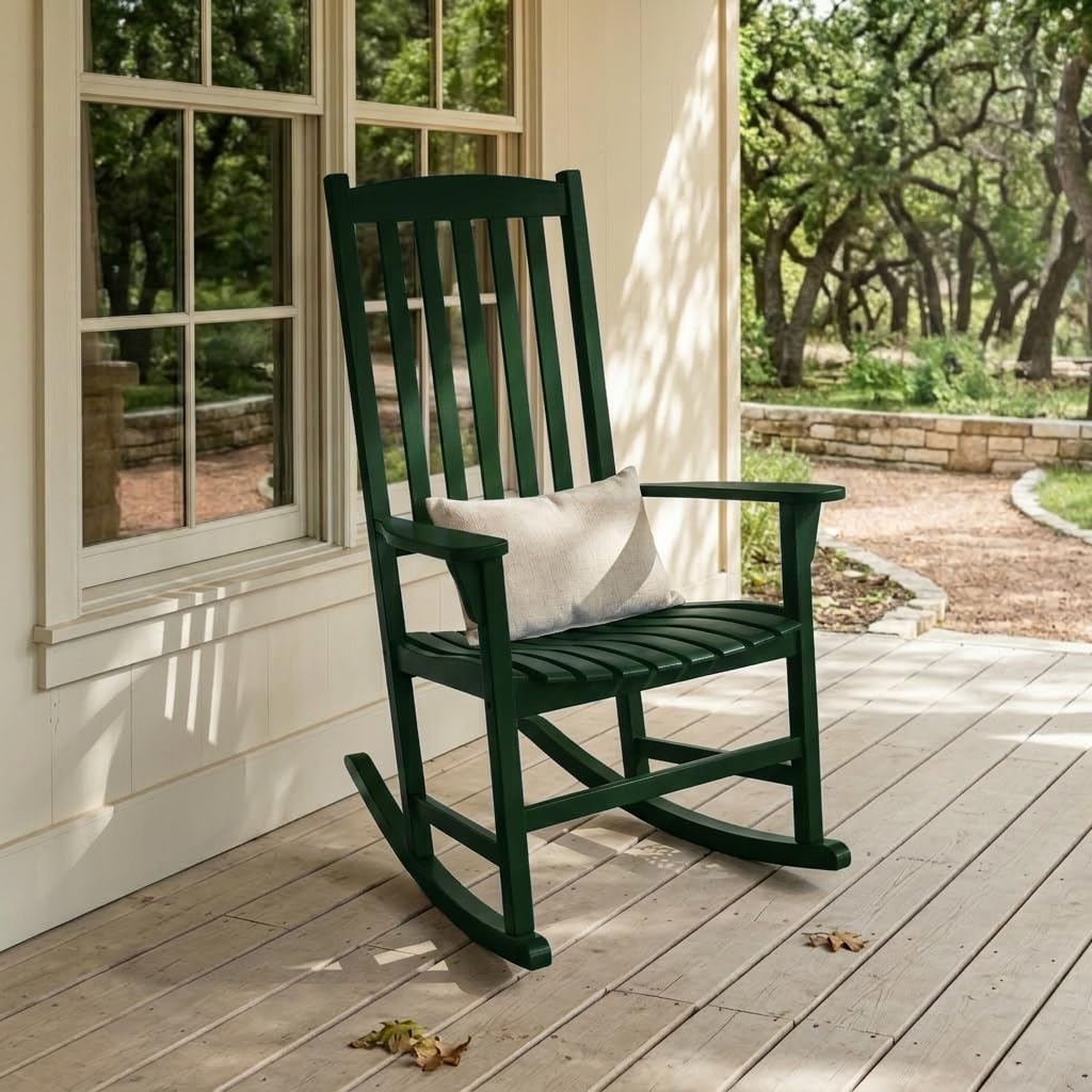 Cambridge Casual Solid Wood Bentley Porch Rocking Chair, Hunter Green